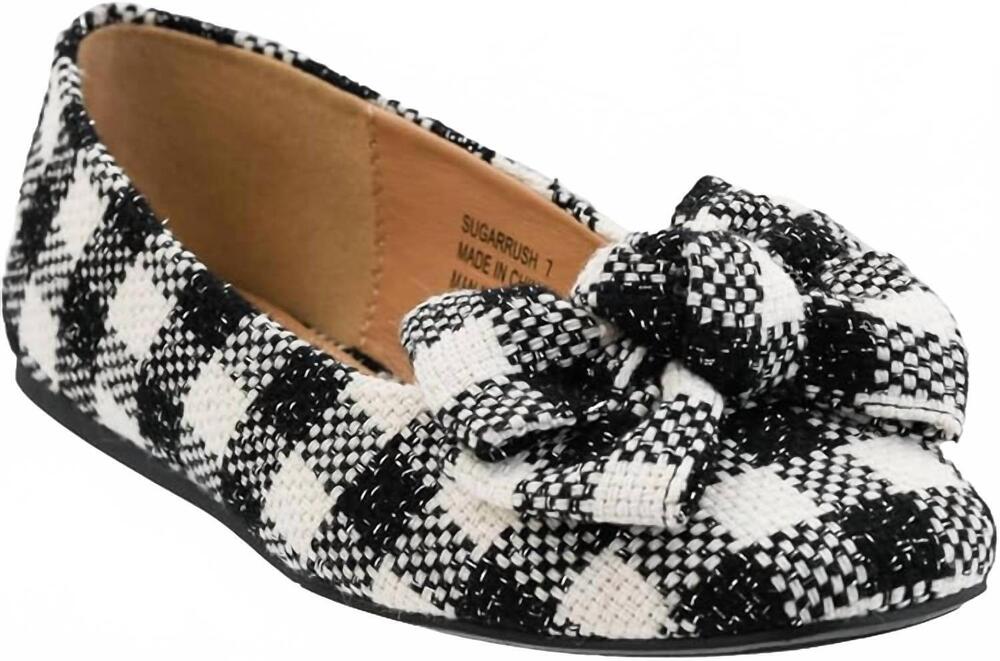 NEW CORKYS FOOTWEAR women's sugar rush ballet flats in black white check